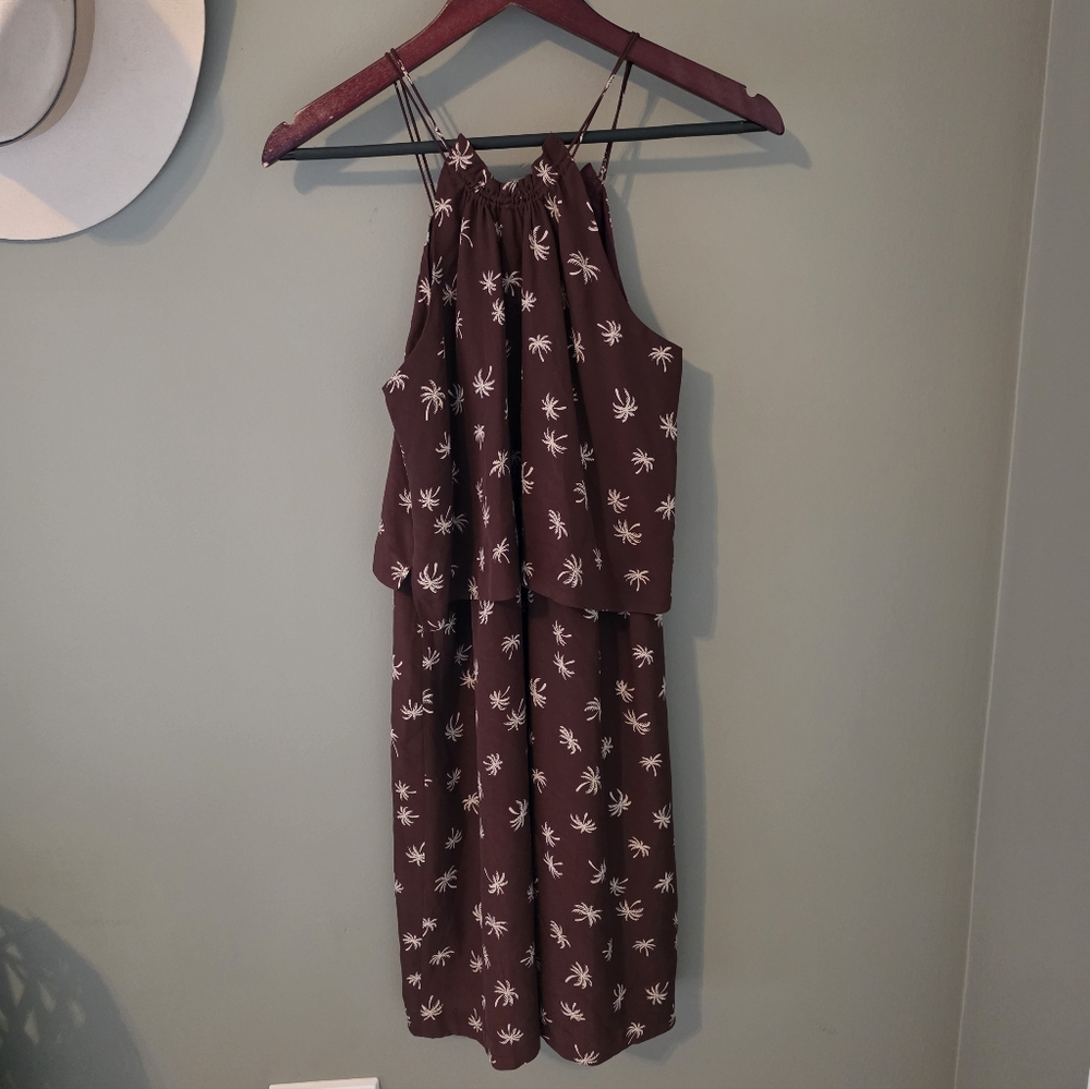 Madewell Burgundy Dream Drift Silk Palm Tree Dress Size 0 - Picture 12 of 13